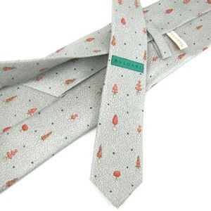 BVLGARI Tie Gray Pictorial Topiary Seven 7 Fold